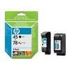 HP 45 78 Inkjet Print Cartridges Black+tri-colour 2-pack